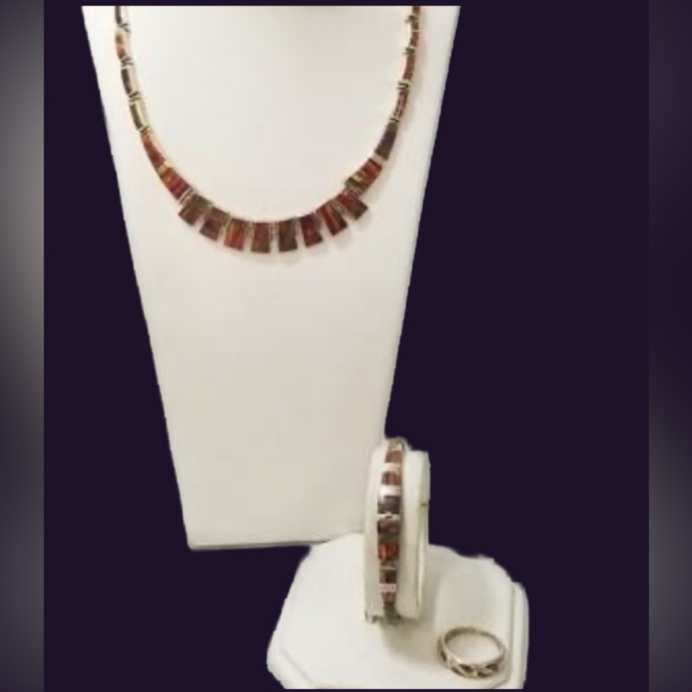 Red Fire Opal Set Includes Ring-Earrings, Bracele… - image 2